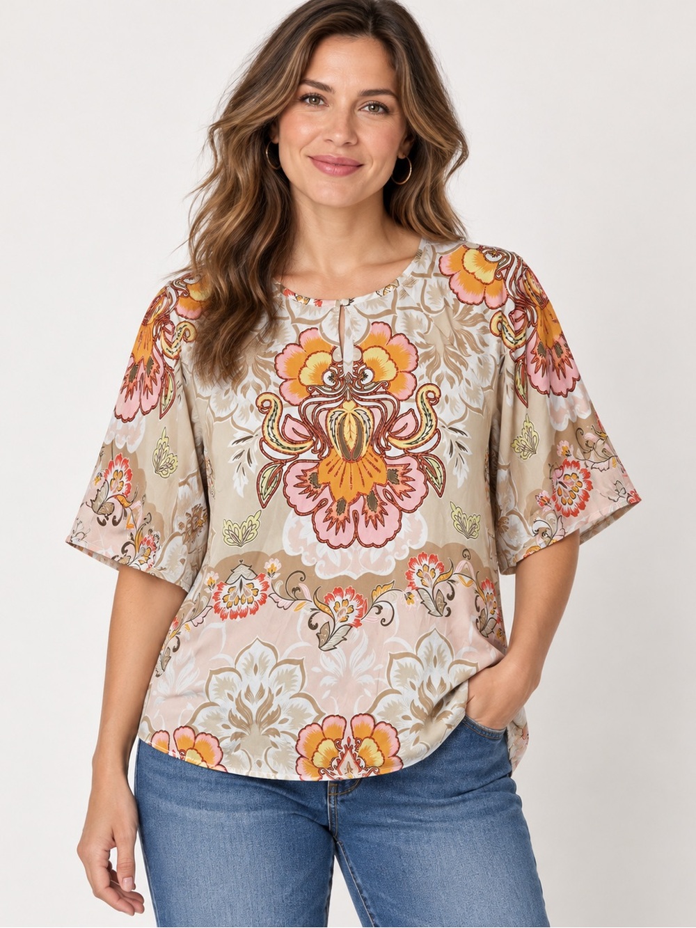 Chico's Porcelain Rose Satin Tunic Size 0.5 US 6